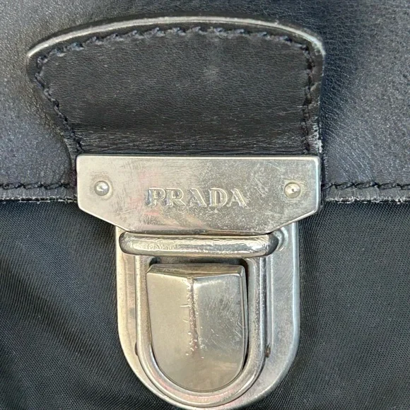 Prada Traditional Black Nylon/ Leather Foldable Briefcase